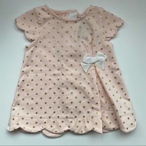 Baby Pink & Gold Glitter Scalloped Dress